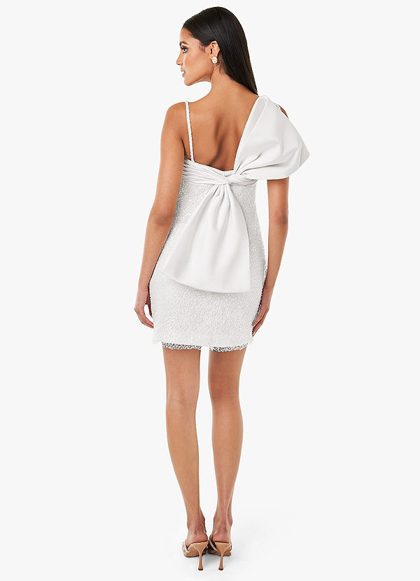 Serena White Beaded Bow Mini Dress image1