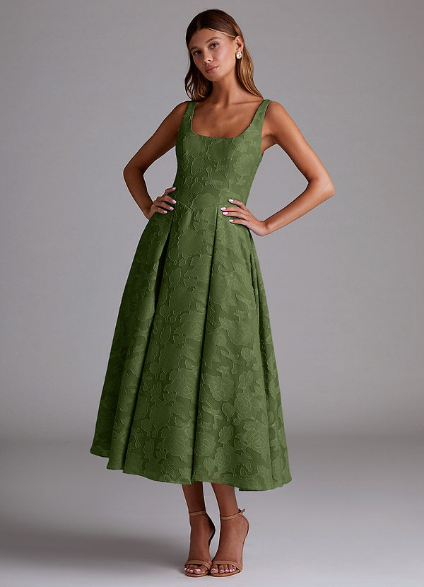 Amalie Olive A-line Midi Dress image1