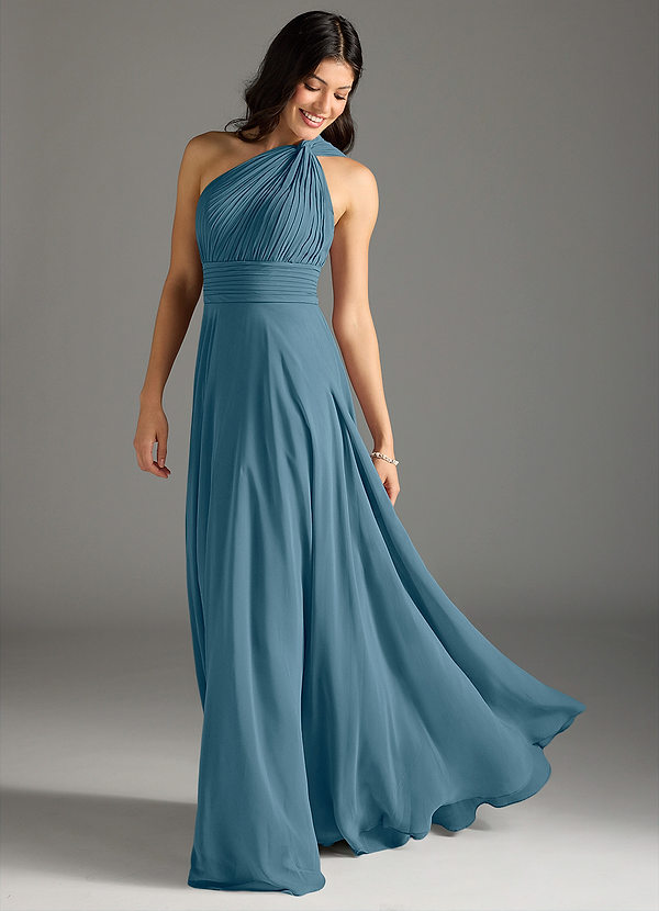 Azazie Charlize Bridesmaid Dresses Bermuda A-Line One Shoulder Chiffon Dress image1