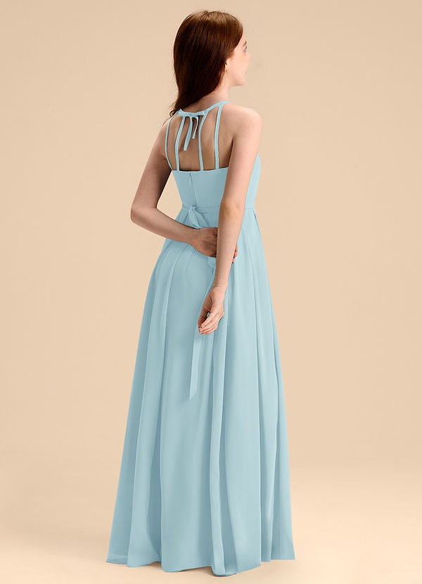 Azazie Arianthe Junior Abito A-Line in Chiffon Plissettato Sea Glass image1