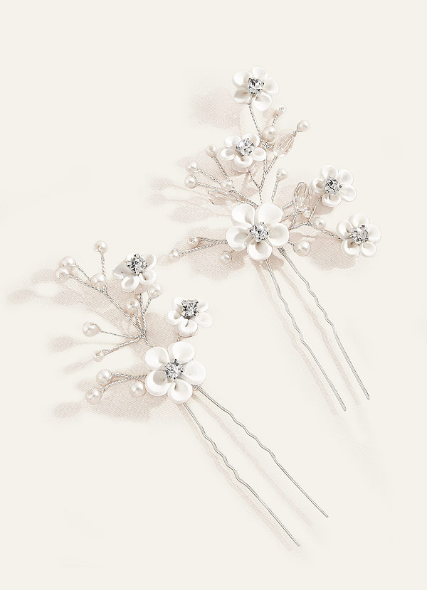 front Vit blomma U-formad hårnålsset