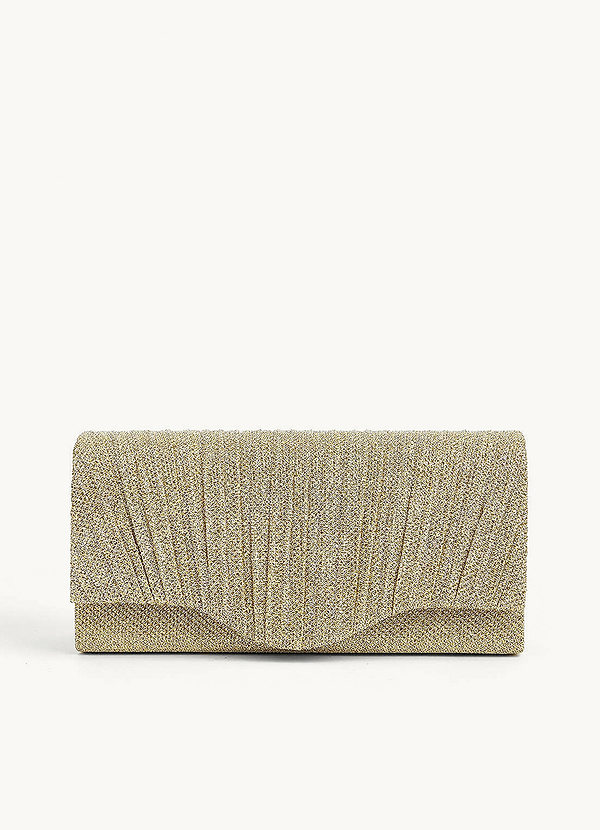 front Shimmer Pleated Flap Clutch