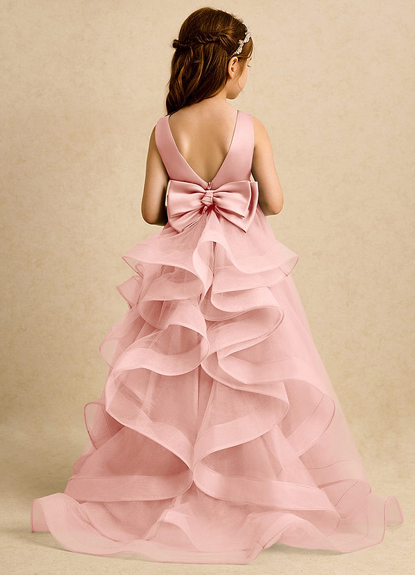 Azazie Lior Flower Girl Dresses Rosette Ball-Gown Pleated Tulle Dress image1
