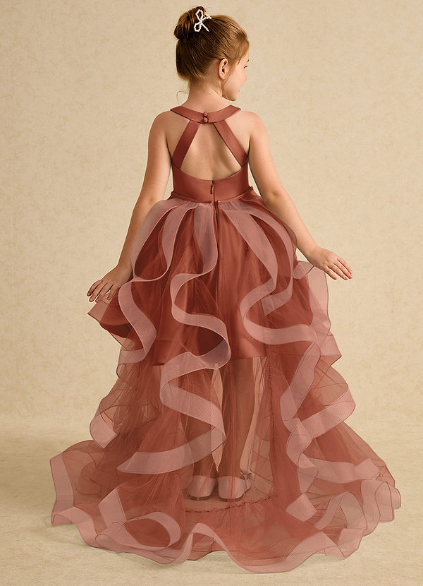 Azazie Julietta Flower Girl Dresses Auburn Ball-Gown Convertible Tulle Dress image1