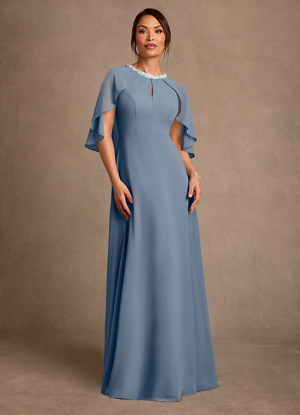 Azazie Winnifred Suknie dla Matki Panny Młodej Linia A Zroszony Szyfon Długość podłogi Sukienka image1