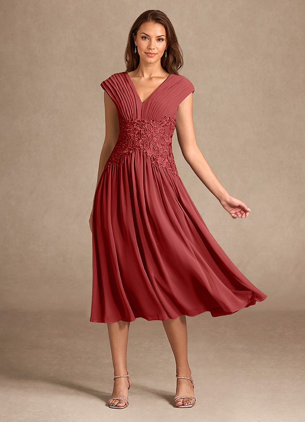 Azazie Hudson Mother of the Brides Dresses Rust A-Line Lace Dress image1