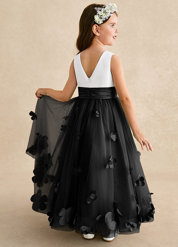 Azazie Vi Flower Girl Dresses Black A-Line Sleeveless Tulle Dress image1