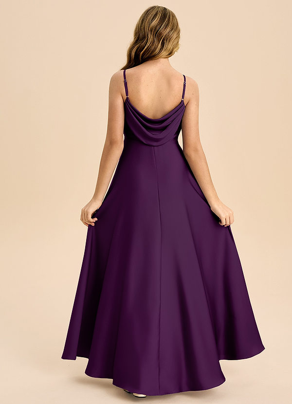 Azazie Bug Junior Robe Trapèze en Satin extensible Plissée Grain De Raisin image1