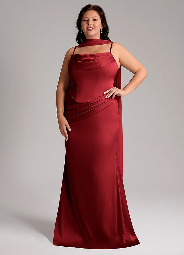 Azazie Sorrel Bridesmaid Dresses Scarlet Mermaid Strapless Stretch Satin Convertible Dress image1