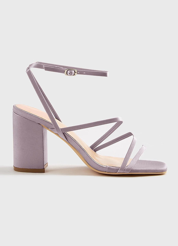 front Matching Color Matte Satin Ankle Strap Block Heel Sandals