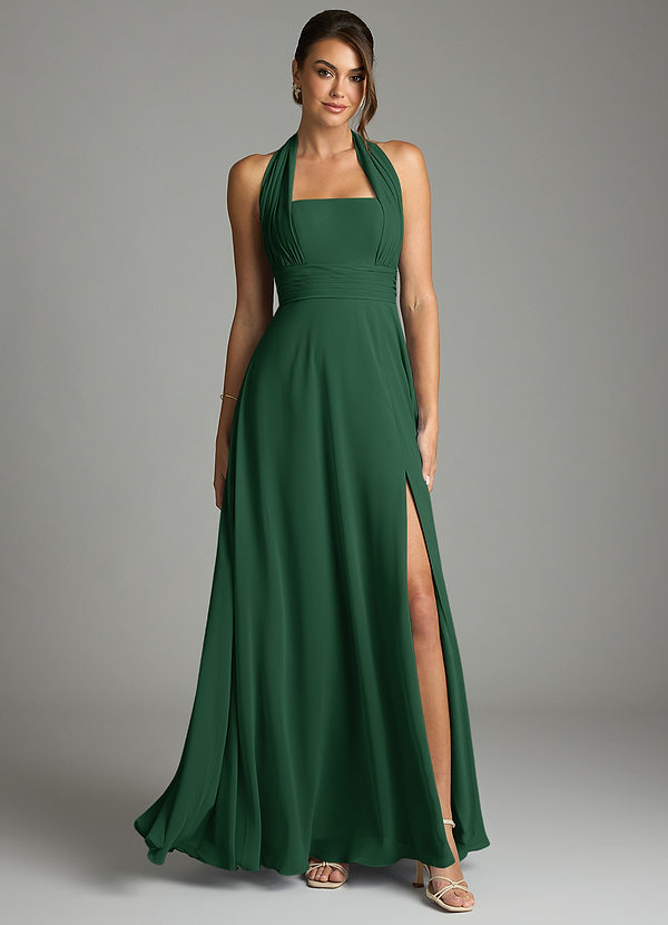 Azazie Tamira Suknie dla druhen Linia A Pofałdowany Szyfon Do ziemi Sukienka image1