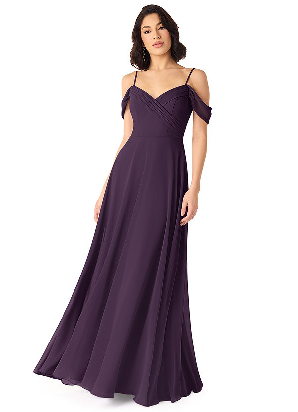 Azazie Tancie Bridesmaid Dresses Plum A-Line Off the Shoulder Chiffon Convertible Dress image1