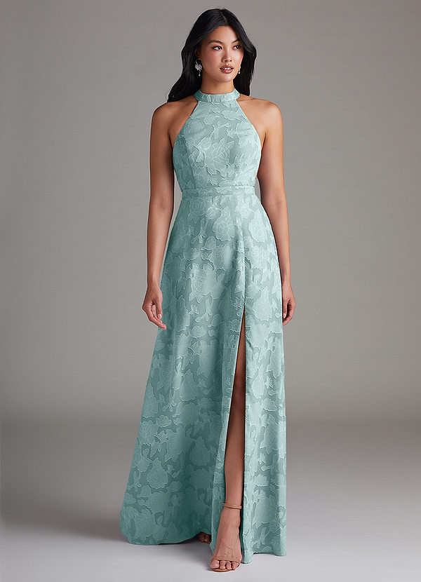 Azazie Clarice Bruidsmeisjes Jurken Jurk van Bloemen Burn-out met A-Lijn Zijsplit De Nevel image1