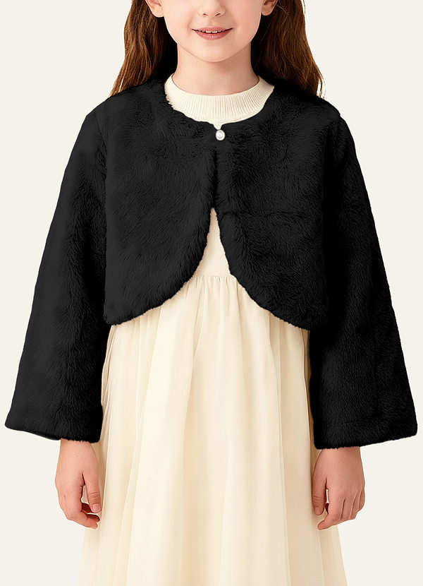front Flower Girl Faux Fur Jacket