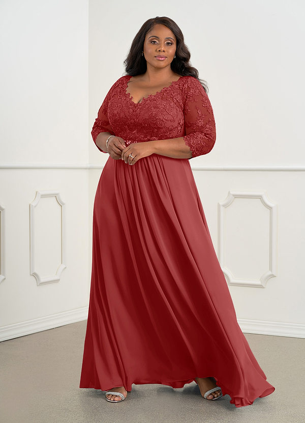 Cicinia Rust Plus Size Mother Of The Bride Dress With Jacket Long Chiffon A-line Ankle Length 2 Pieces