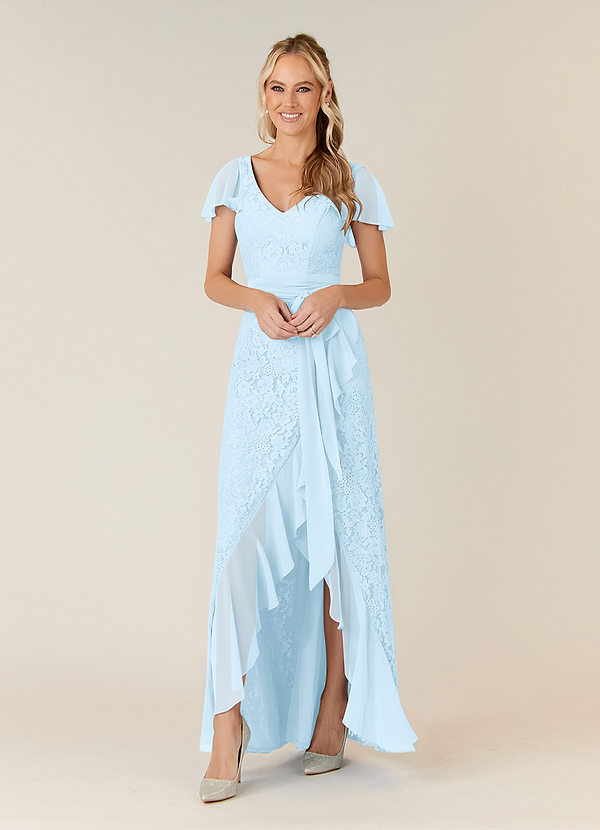 Azazie Knox Mother of the Brides Dresses Sky Blue A-Line V-Neck Chiffon Dress image1