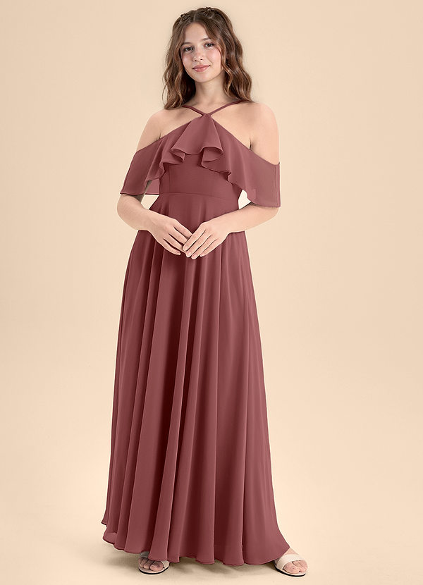 Azazie Tessabelle Junior Vestido de Amatista de Gasa de Corte En A con Vestidos sin tirantes image1