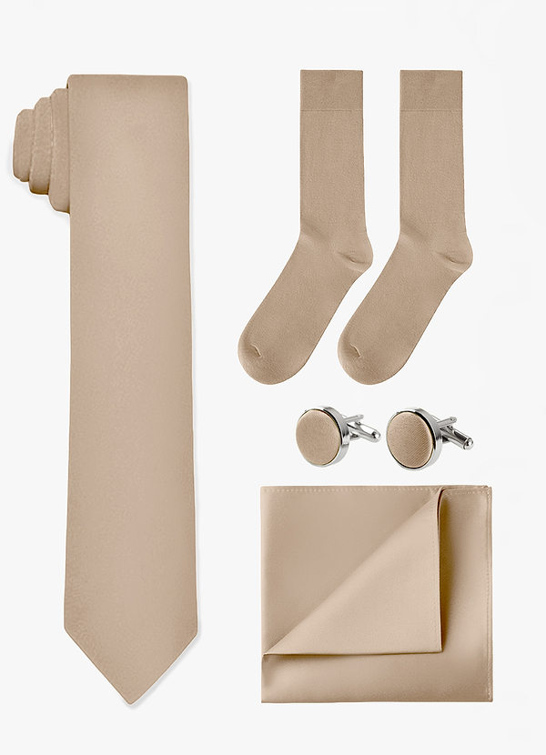 front Matching Wide Tie & Pocket Square & Cuff Links & Socks Set