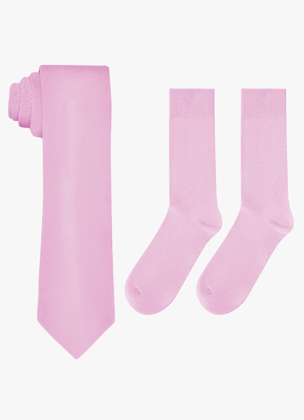 front Passendes Set aus breiter Krawatte aus mattem Satin und Baumwollsocken