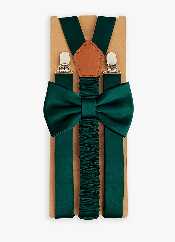 front Matching Matte Satin Bow Tie & Suspenders Set