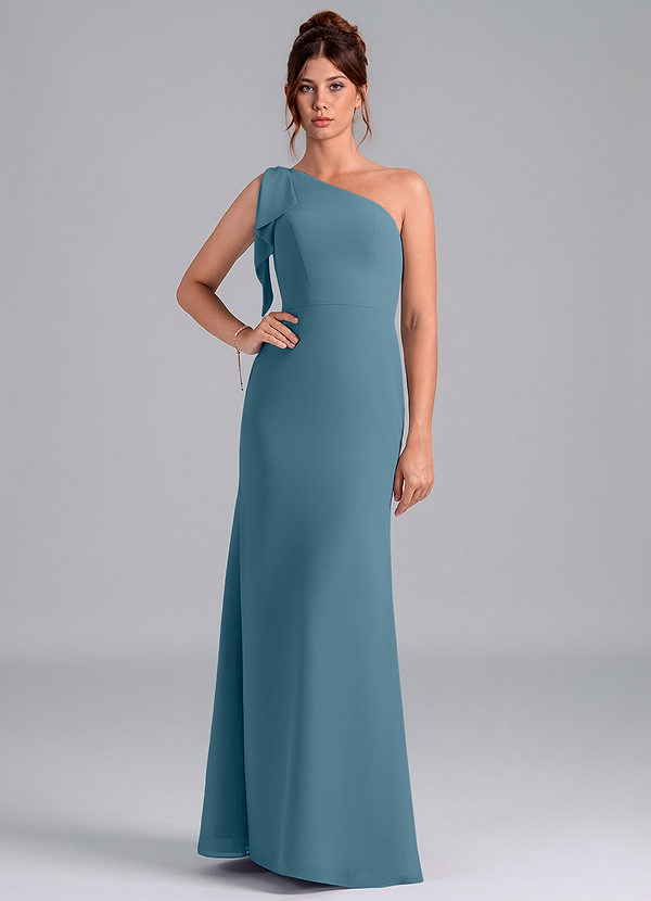Azazie Rinna Bridesmaid Dresses Bermuda Mermaid One Shoulder Chiffon Dress image1