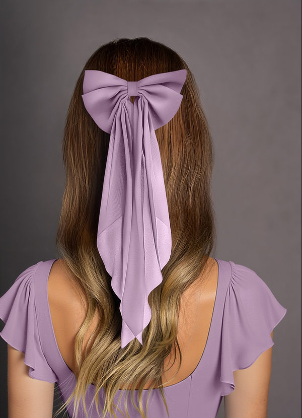 front Pince à cheveux avec nœud en mousseline de soie de couleur assortie