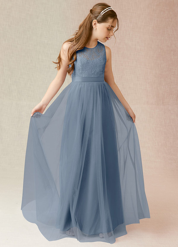 Azazie Georgette Junior A-Linie Spitze Tüll Kleid Zwielichtviolett image1