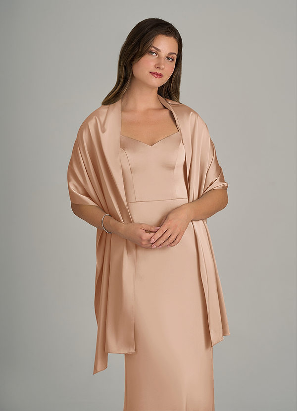 front Azazie Matching Color Ireland Stretch Satin Shawl