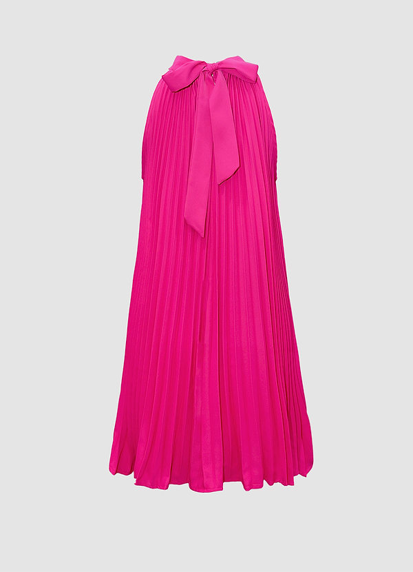 back Milford Fucsia Mini vestido halter plisado