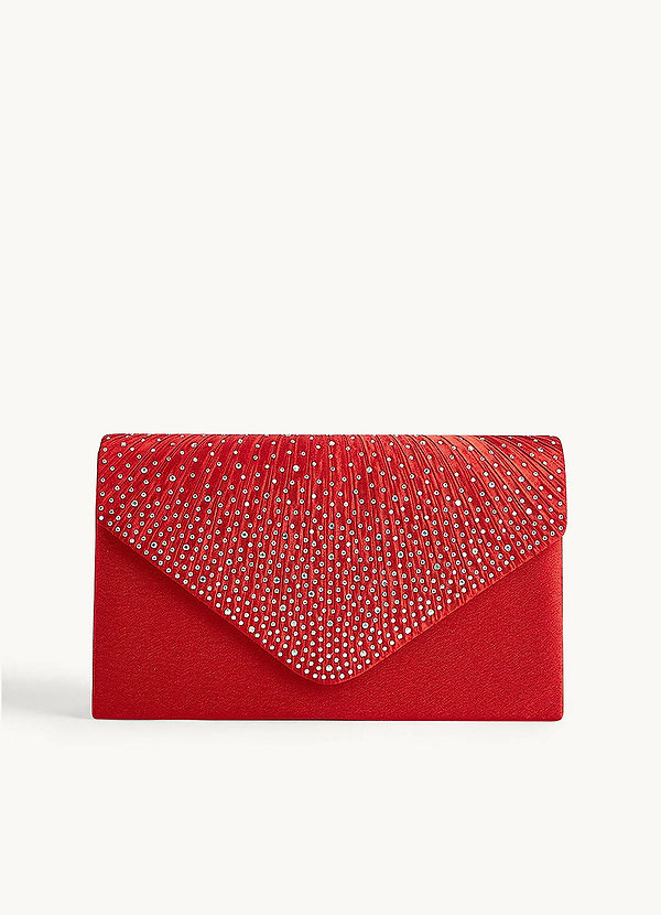 front Rhinestone Satin Clutch Bag