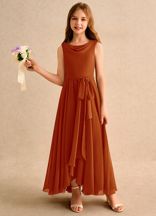 Azazie Wonderland Junior Formal Klänningar för brudeflicka Klä A-Line i Chiffong Plisserad image1