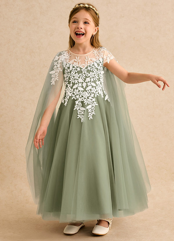 Azazie Dandelion Sukienki dla dziewczynek sypiących kwiaty Suknia balowa Koronka Sznurówka Długość kostki Sukienka image1