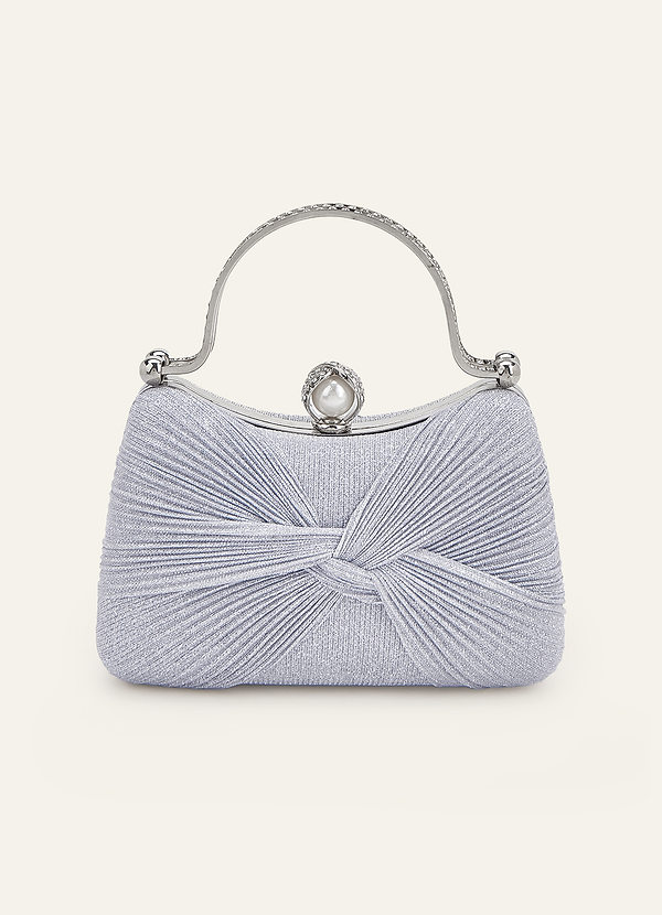 front Glittery Pleated Knot Clutch
