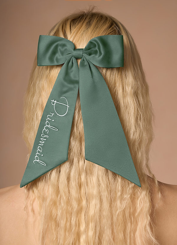 front Personalized Embroidered Matching Color Bow Hair Clip