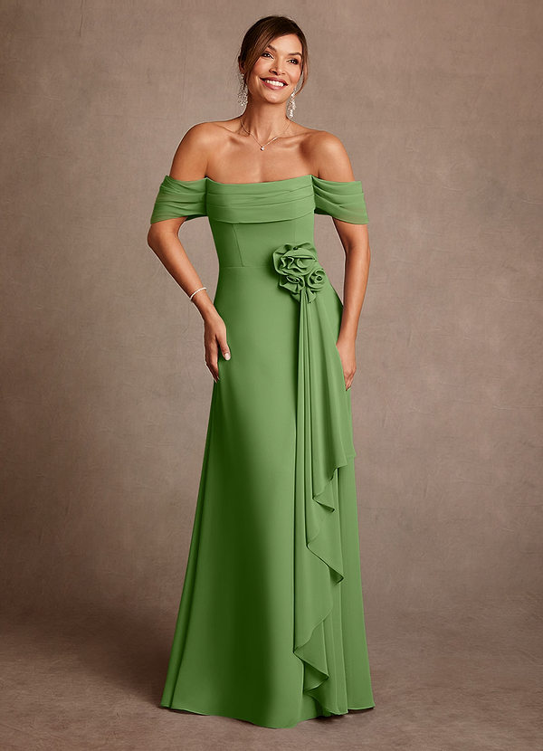 Azazie Amherst Mother of the Brides Dresses Basil A-Line Off the Shoulder Chiffon Dress image1