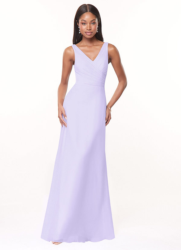 Azazie Nala Bridesmaid Dresses Lilac A-Line Pleated Chiffon Dress image1