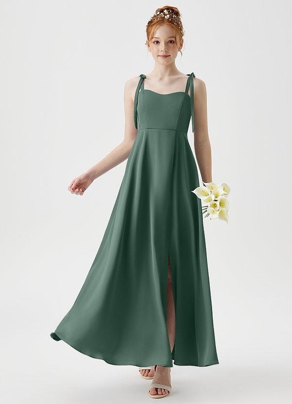 Azazie Rosey Junior Eucalyptus A-Line Sweetheart Neckline Stretch Satin Dress image1