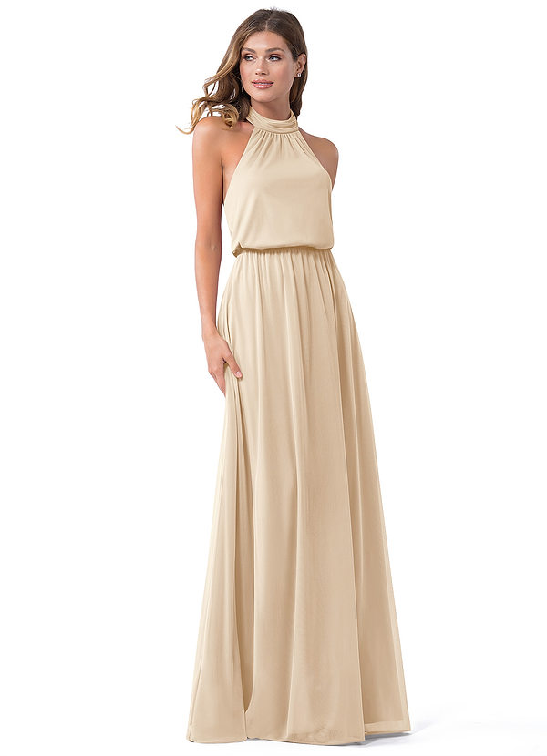 Azazie Landry Robes Demoiselle d'honneur Robe Trapèze en Maille Plissée Champagne image1