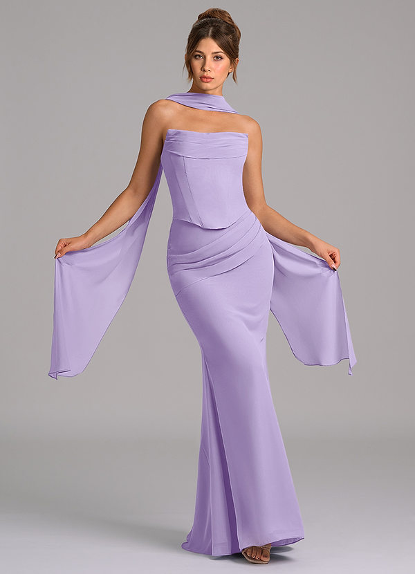 Azazie Sorrel Abiti da Damigella Abito Sirena in Chiffon Corsetto Lilla image1