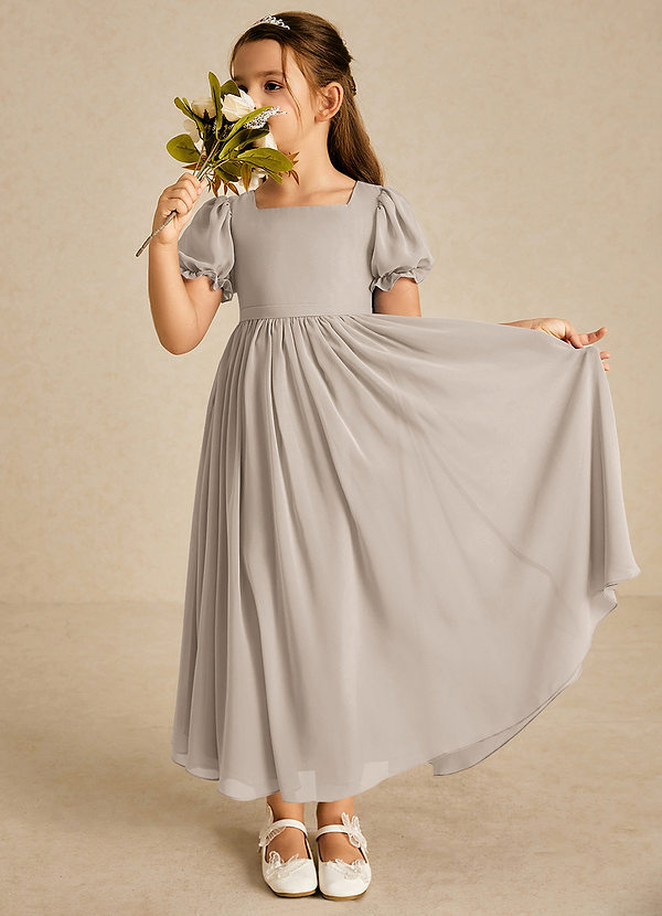Azazie Joss Flower Girl Dresses Frost A-Line with Sleeves Chiffon Dress image1