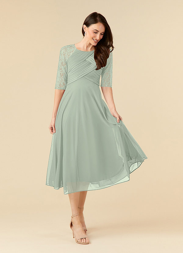 Azazie Gracelyn Mother of the Brides Dresses Dusty Sage A-Line Lace Dress image1