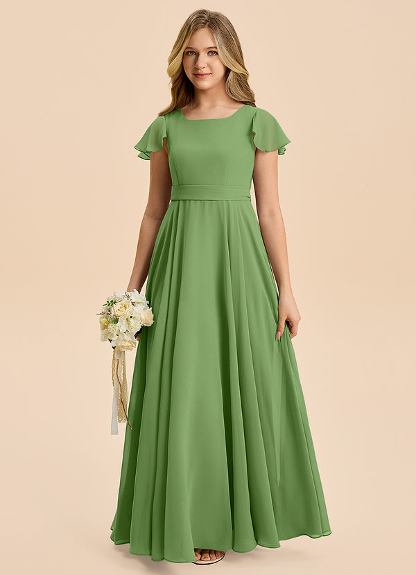 Cady Junior Basil A-Line Pleated Chiffon Dress image1