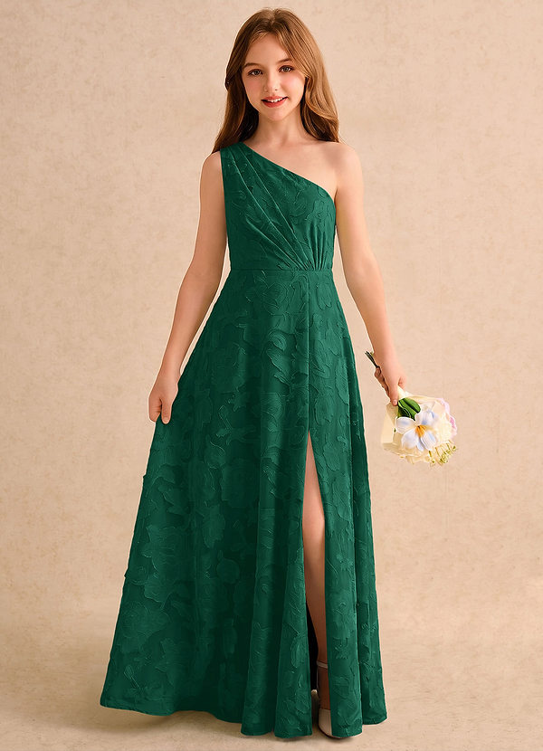 Azazie Pudles Girls Formal Sukienki dla Dziewczynki Sypiącej Kwiaty Litera A Na jedno ramię Kwiatowe wypalenie Do podłogi Sukienka image1