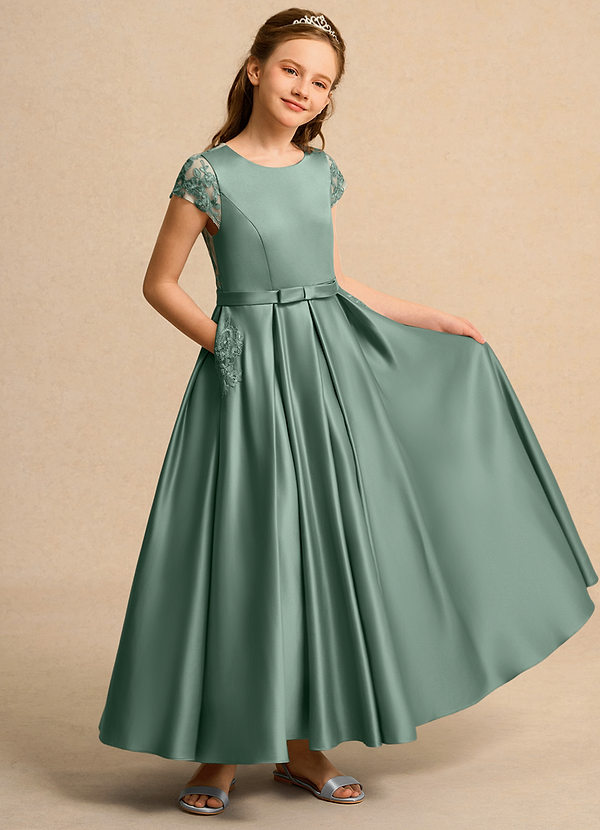 Azazie Bunny Junior Formal Sukienki dla dziewczynek sypiących kwiaty Suknia balowa Koronka Sznurówka Długość kostki Sukienka image1