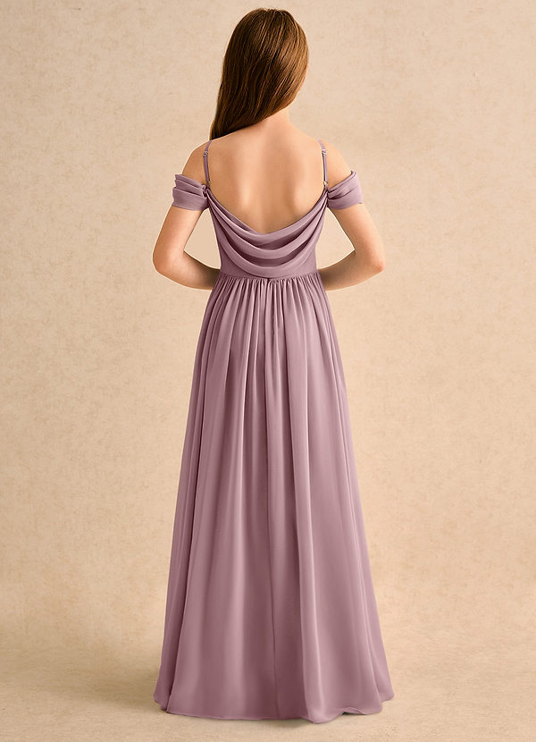 Azazie Shia Junior Formal Blumenkinder Kleider A-Linie Schulterfrei Chiffon Kleid Altrosa image1