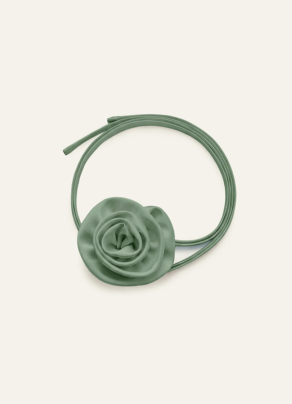 front Passendes Haargummi aus Satin mit Rosenmuster