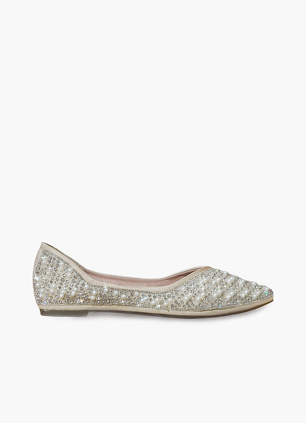 front Crystal And Pearl Ballet Flats