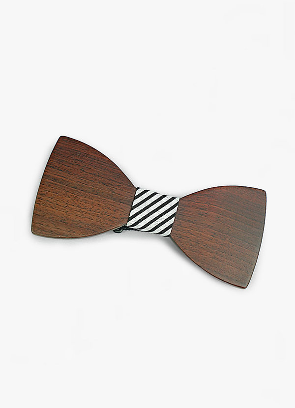 front Dark Wooden Pre-Tied Bow Tie