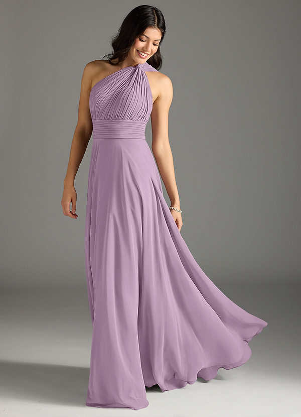 Azazie Charlize Bridesmaid Dresses Wisteria A-Line One Shoulder Chiffon Dress image1