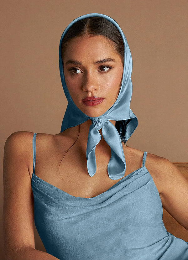 front Bijpassende kleur stretch satijnen sjaal